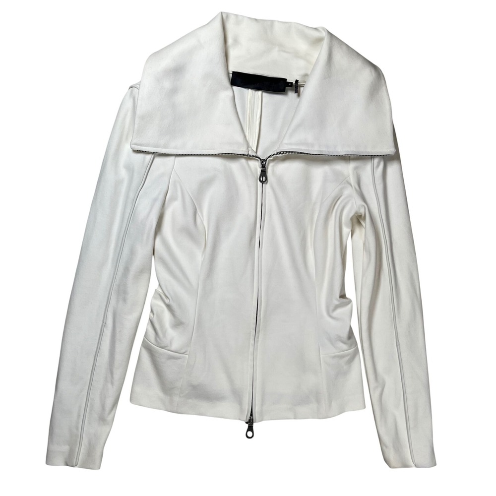 L.A.M.B. Full Zip Jacket Womens 6 Off-White Oversized Runway Collar Y2K Stefani